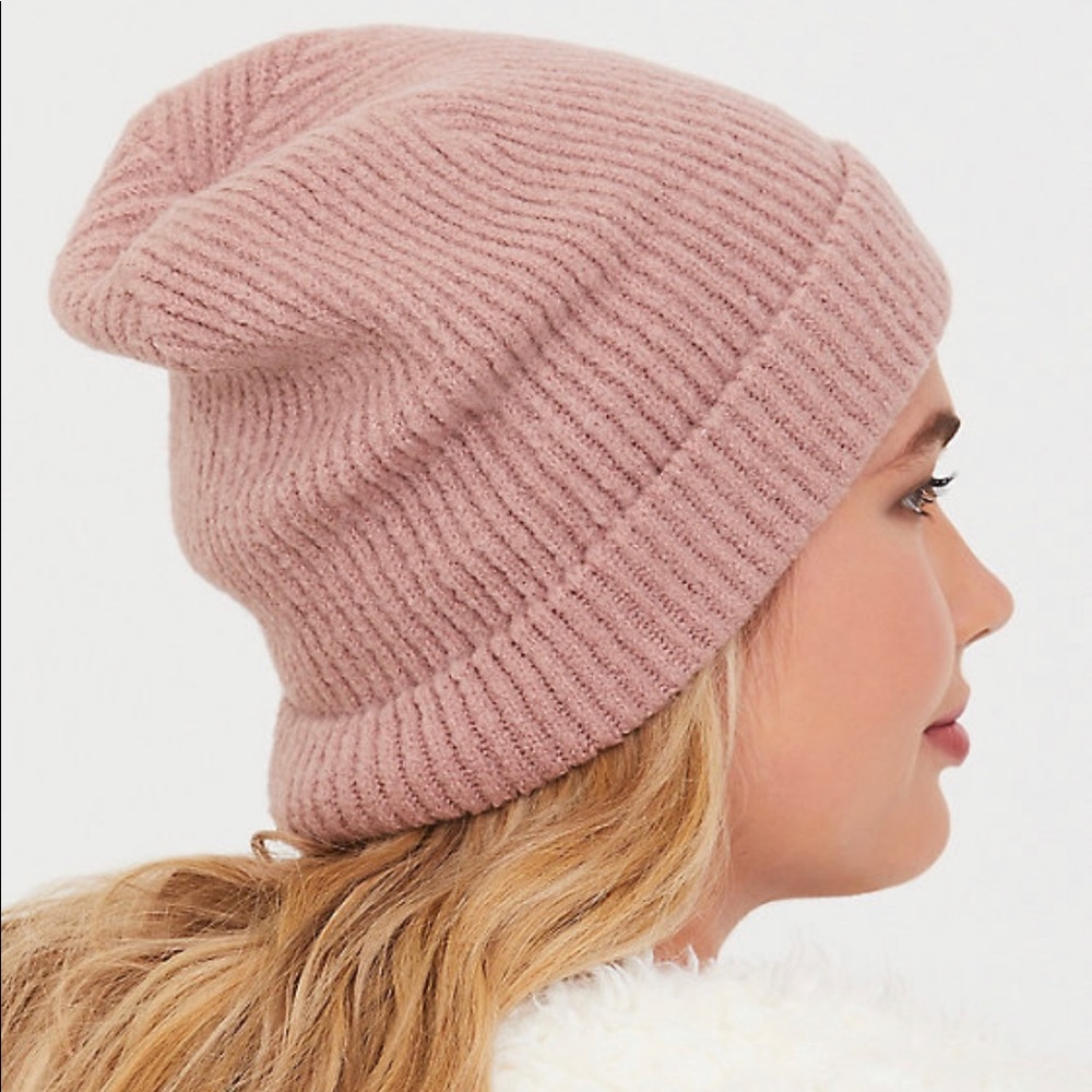 torrid dusty pink ribbed knit beanies